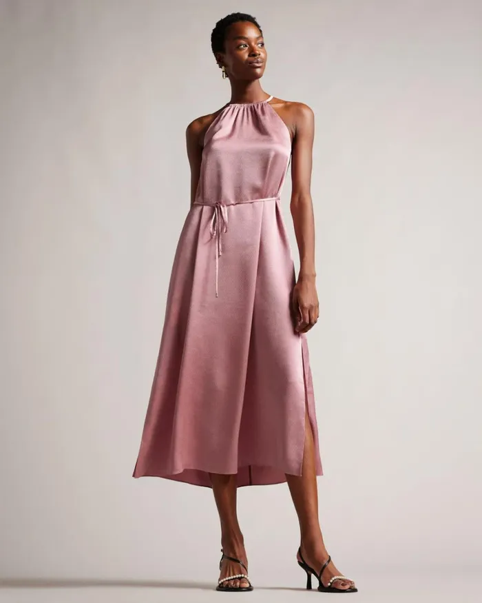 Halterneck Midaxi Dress Dusky Pink Women Ted Baker Clothing Halterneck Midaxi Dress Dusky Pink Women Ted Baker Clothing