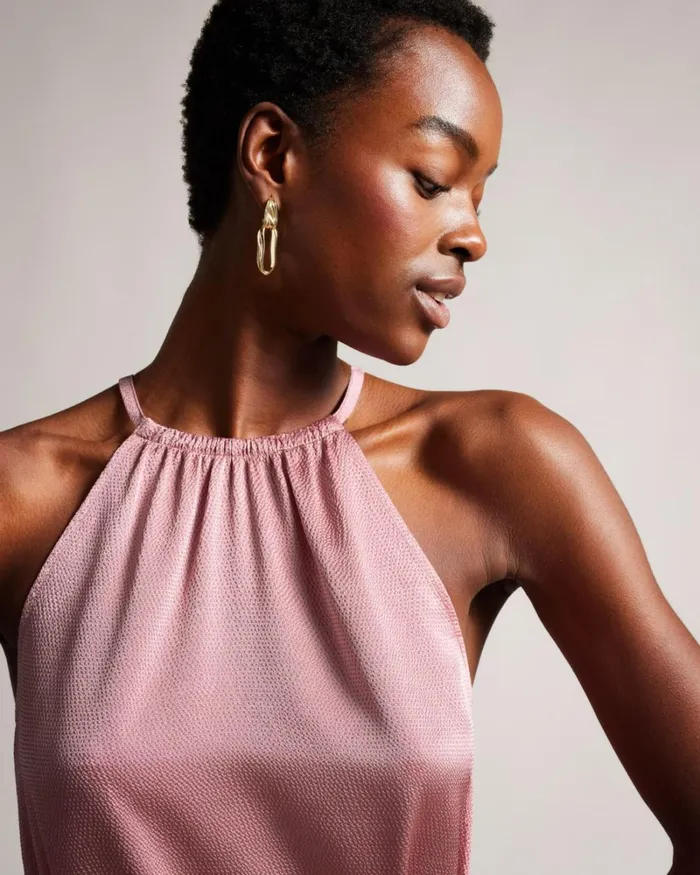 Halterneck Midaxi Dress Dusky Pink Women Ted Baker Clothing Halterneck Midaxi Dress Dusky Pink Women Ted Baker Clothing