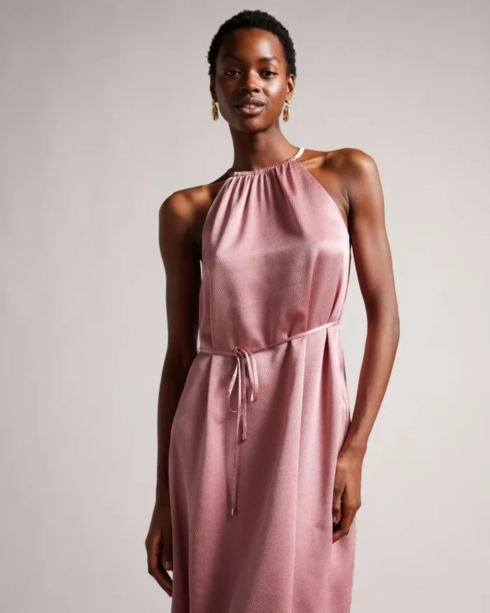 Halterneck Midaxi Dress Dusky Pink Women Ted Baker Clothing Halterneck Midaxi Dress Dusky Pink Women Ted Baker Clothing