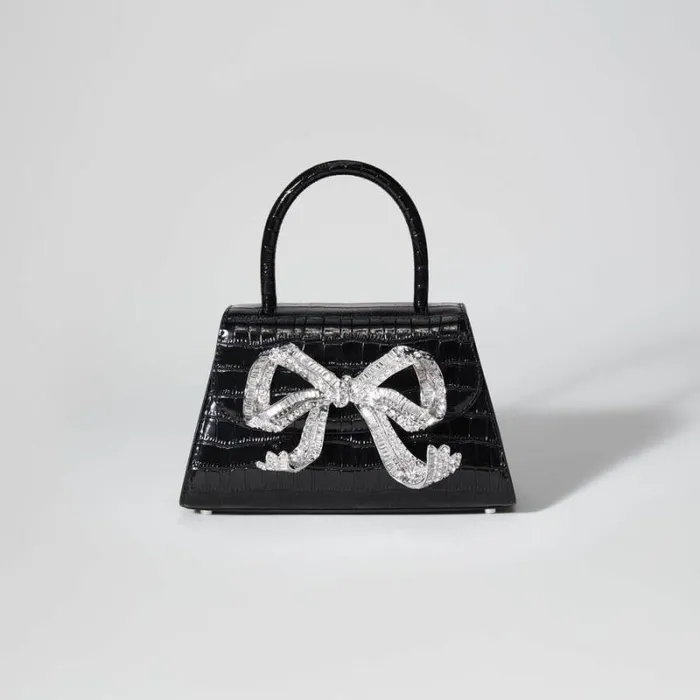 Handbags Woman SelfPortrait Black Crescent Bow Mini Shoulder Bag Handbags Woman SelfPortrait Black Crescent Bow Mini Shoulder Bag