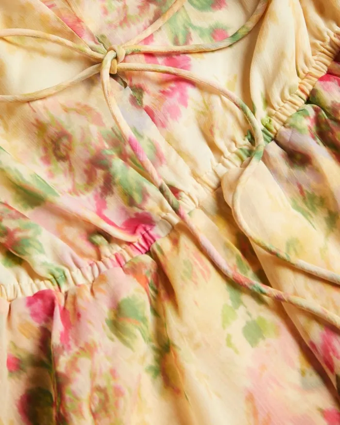 Hazy Floral Tiered Mini Dress Tan Women Ted Baker Clothing