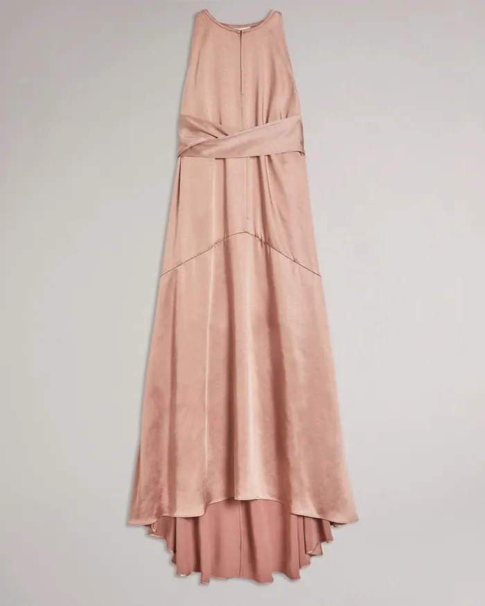 High Low Halter Dress With Integral Tie Dusky Pink Women Ted Baker Dresses High Low Halter Dress With Integral Tie Dusky Pink Women Ted Baker Dresses
