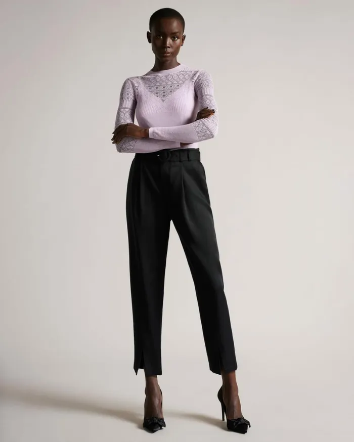High Waist Carrot Leg Trousers Black Women Ted Baker Clothing