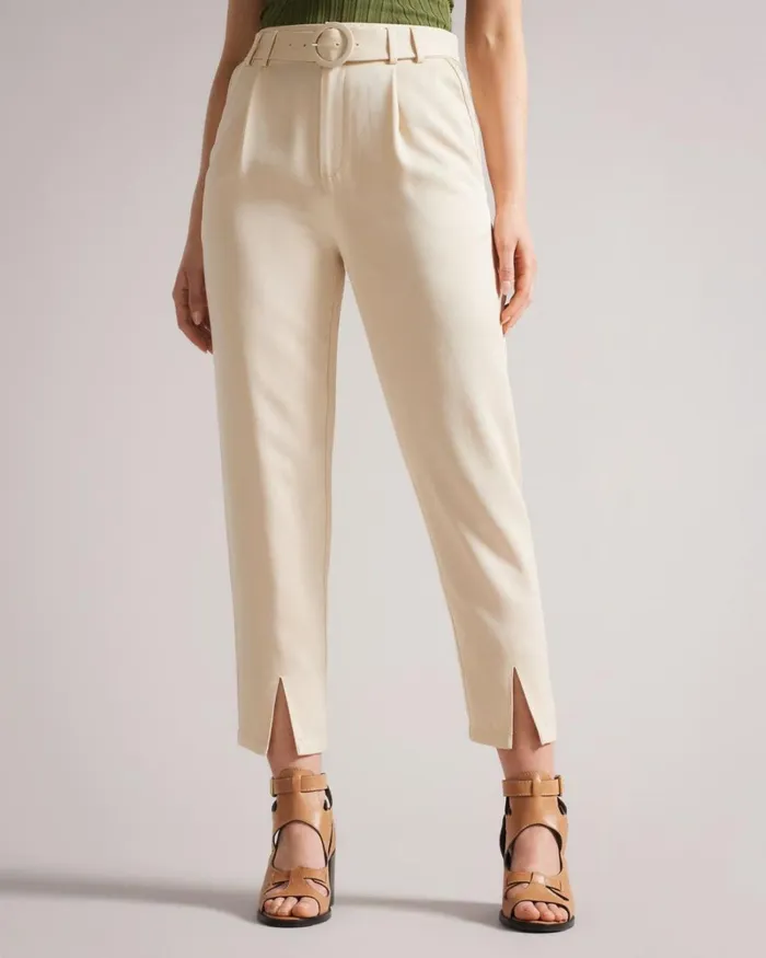 High Waist Carrot Leg Trousers Ivory Women Ted Baker Clothing