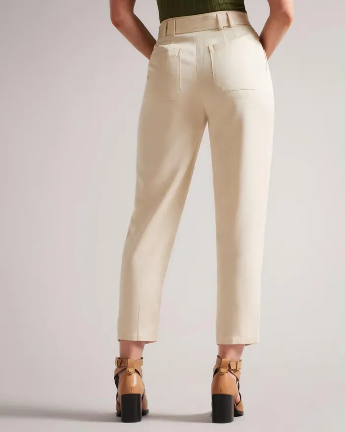 High Waist Carrot Leg Trousers Ivory Women Ted Baker Clothing