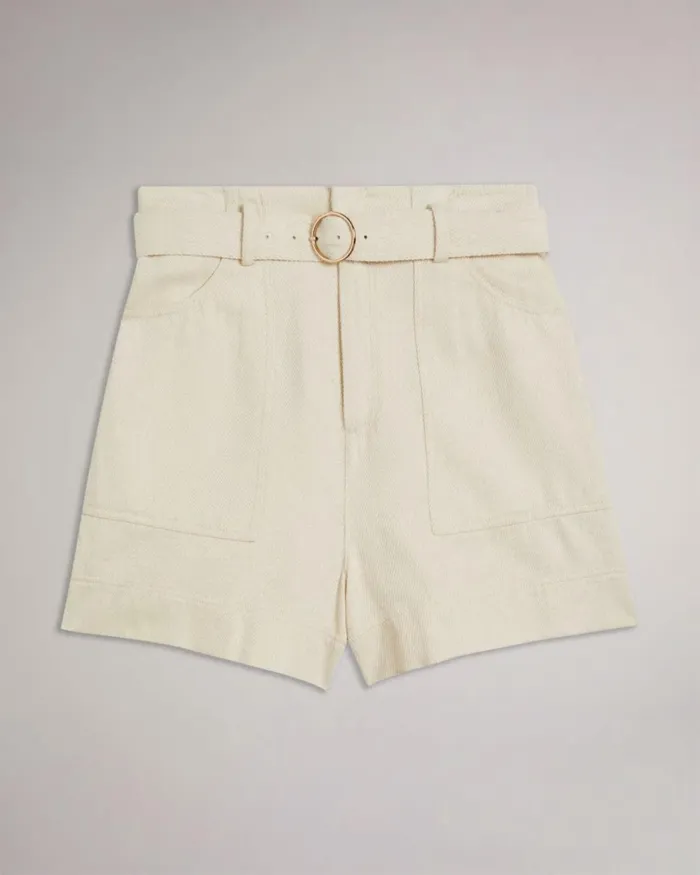 High Waisted Belted Shorts Ivory Women Ted Baker Clothing