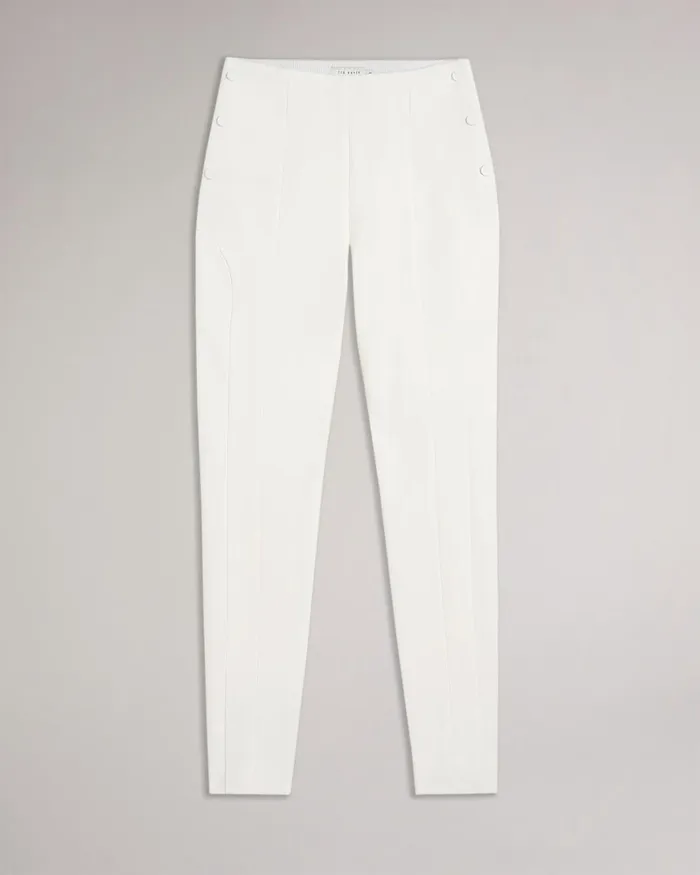 High Waisted Trousers With Faux Poppers Natural Women Ted Baker Clothing