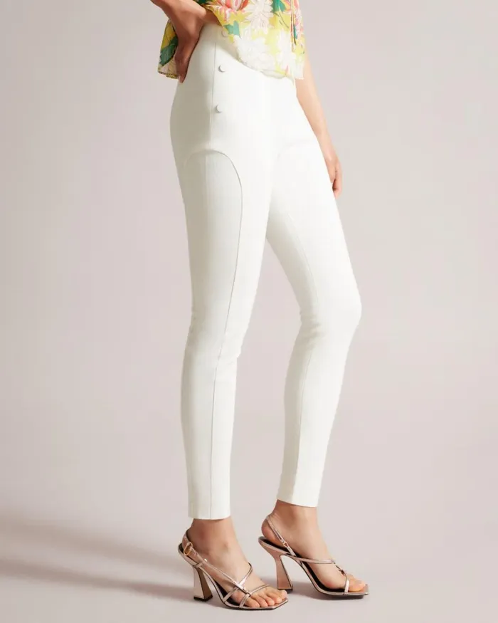 High Waisted Trousers With Faux Poppers Natural Women Ted Baker Clothing High Waisted Trousers With Faux Poppers Natural Women Ted Baker Clothing