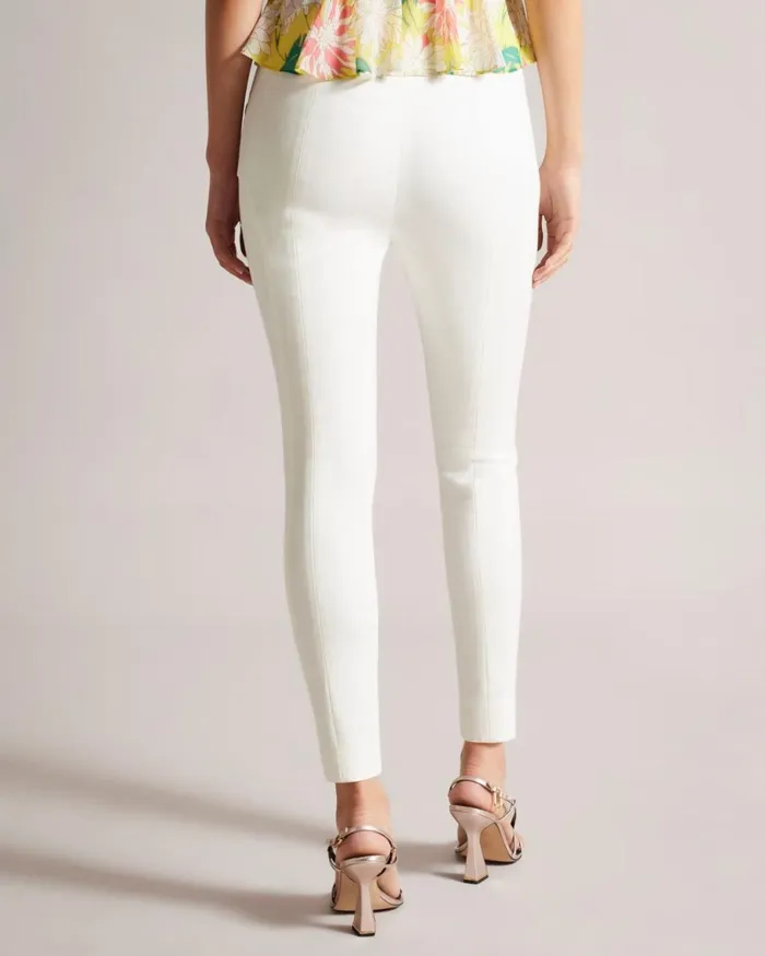 High Waisted Trousers With Faux Poppers Natural Women Ted Baker Clothing High Waisted Trousers With Faux Poppers Natural Women Ted Baker Clothing