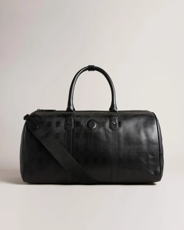 House Check Debossed Small Holdall Black Men Ted Baker Duffel Bags