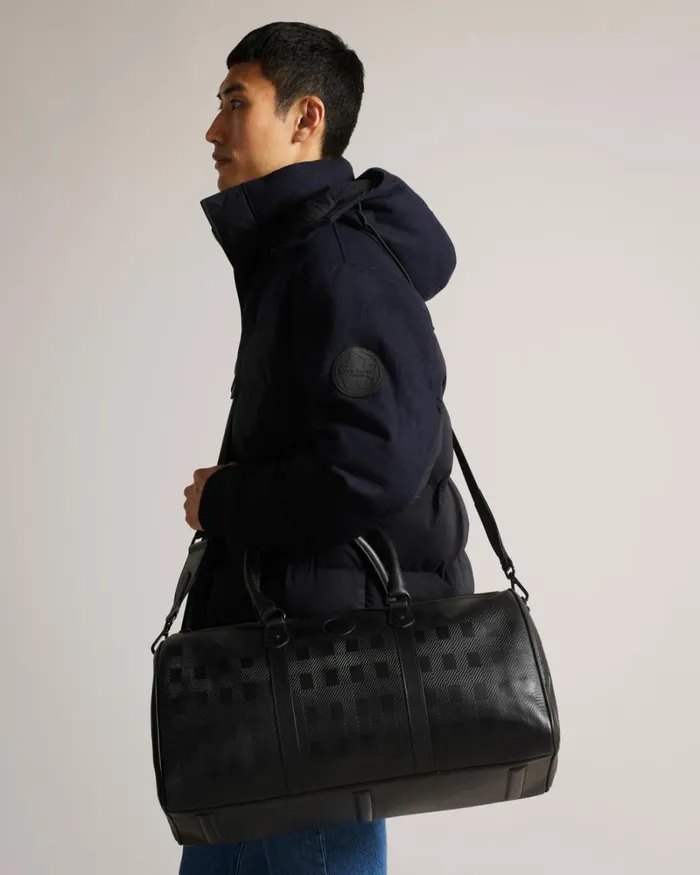 House Check Debossed Small Holdall Black Men Ted Baker Duffel Bags
