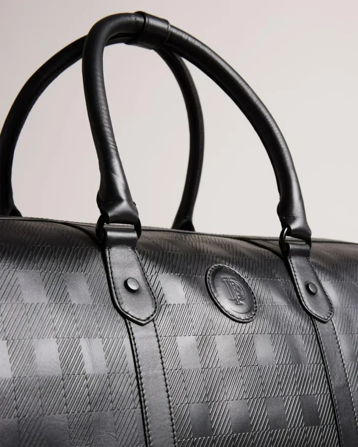 House Check Debossed Small Holdall Black Men Ted Baker Duffel Bags
