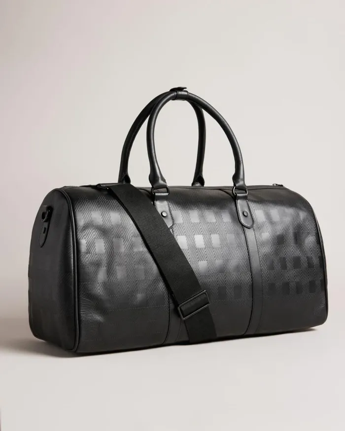 House Check Debossed Small Holdall Black Men Ted Baker Duffel Bags