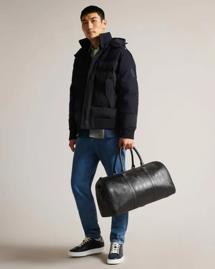 House Check Debossed Small Holdall Black Men Ted Baker Duffel Bags