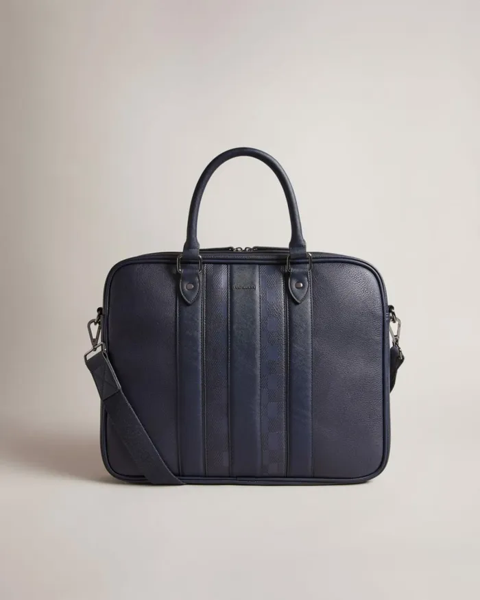 House Check PU Document Bag Navy Men Ted Baker Document Bags House Check PU Document Bag Navy Men Ted Baker Document Bags