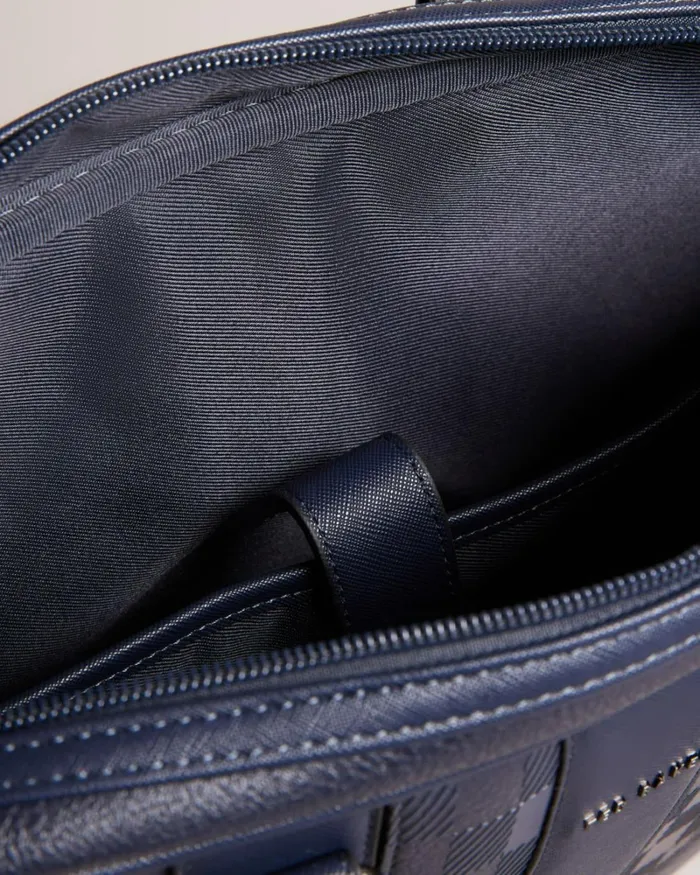 House Check PU Document Bag Navy Men Ted Baker Document Bags House Check PU Document Bag Navy Men Ted Baker Document Bags