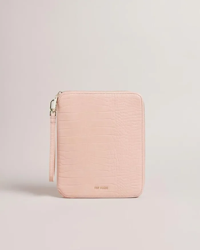 Imitation Croc A5 Travel Wallet Pale Pink Women Ted Baker Wallets and Card Holders Imitation Croc A5 Travel Wallet Pale Pink Women Ted Baker Wallets and Card Holders