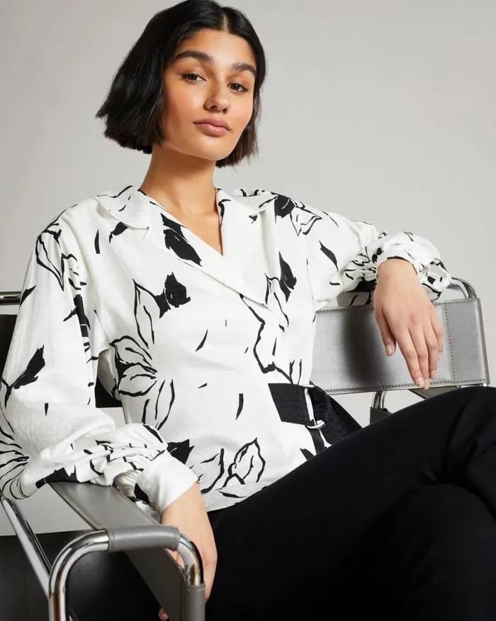 Integral Wrap Detail Top With Belt White Women Ted Baker Tops and TShirts Integral Wrap Detail Top With Belt White Women Ted Baker Tops and TShirts