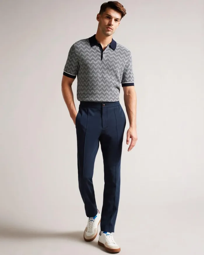 Irvine Slim Fit Elasticated Trousers Navy Men Ted Baker Clothing Irvine Slim Fit Elasticated Trousers Navy Men Ted Baker Clothing
