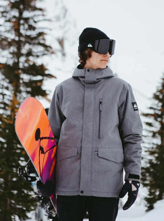 Jackets Men Quiksilver Mission Solid Insulated Grey Snow Jacket Heather Grey