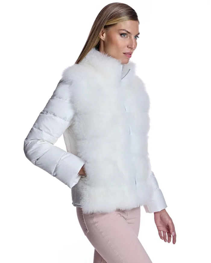 Jackets Women039s Maximilian Cashmere Goat Trimmed Puffer Jacket