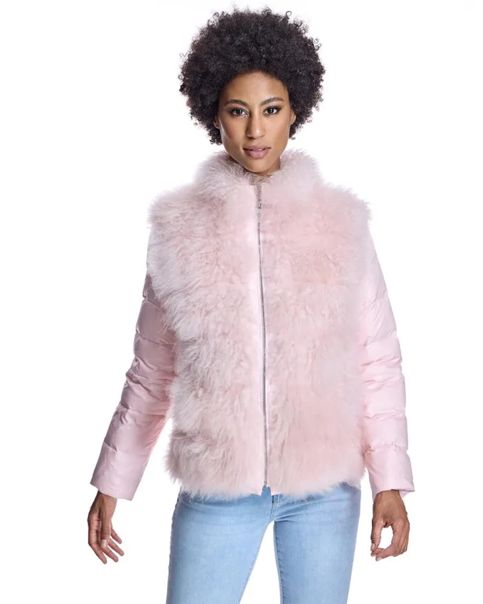 Jackets Women039s Maximilian Cashmere Goat Trimmed Puffer Jacket