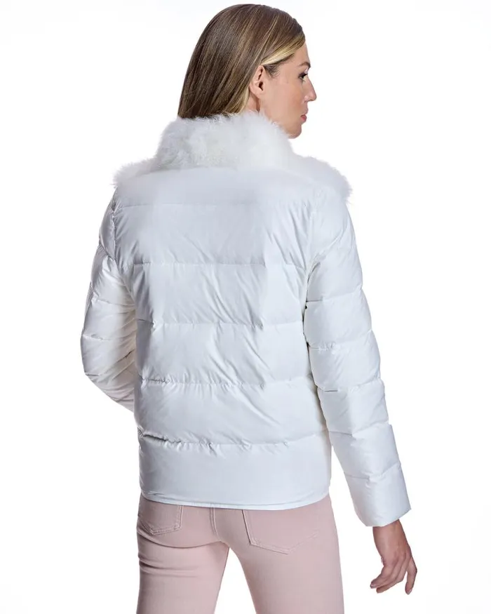 Jackets Women039s Maximilian Cashmere Goat Trimmed Puffer Jacket