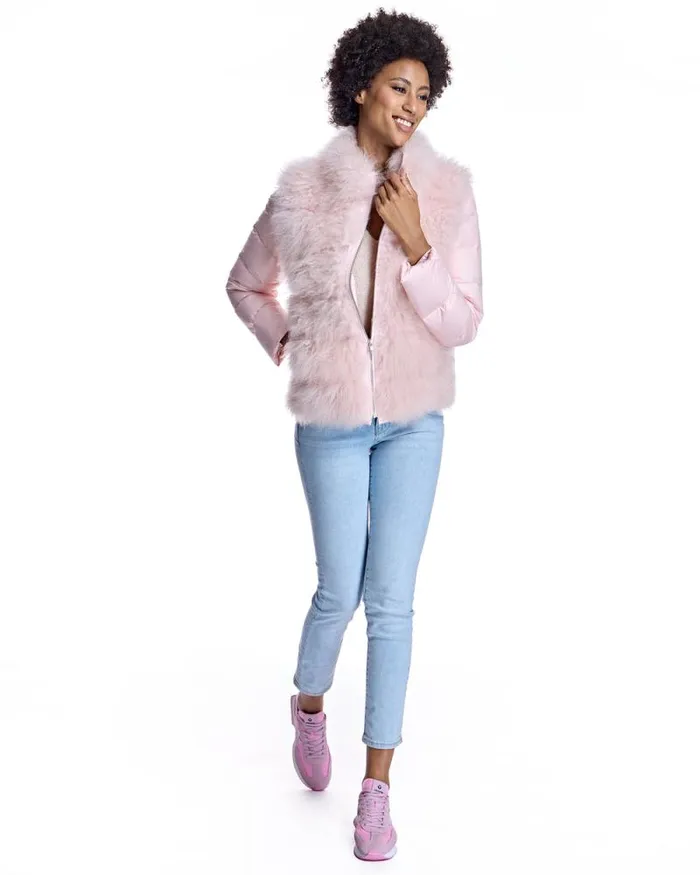 Jackets Women039s Maximilian Cashmere Goat Trimmed Puffer Jacket