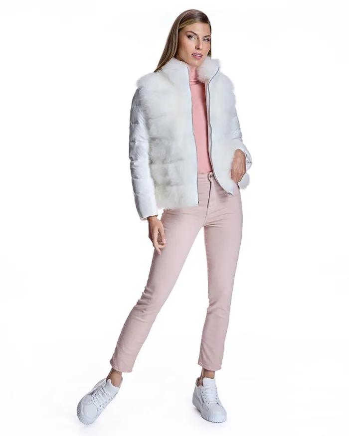 Jackets Women039s Maximilian Cashmere Goat Trimmed Puffer Jacket