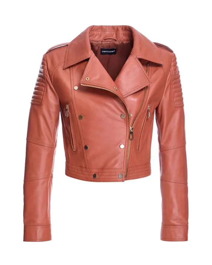Jackets Women039s Maximilian Cropped Leather Biker Jacket
