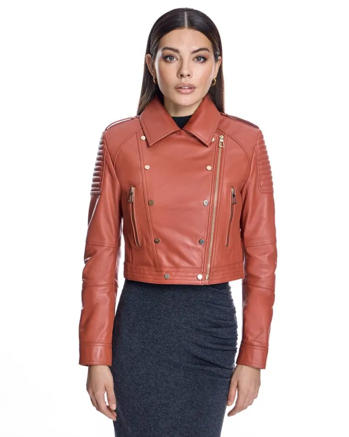 Jackets Women039s Maximilian Cropped Leather Biker Jacket
