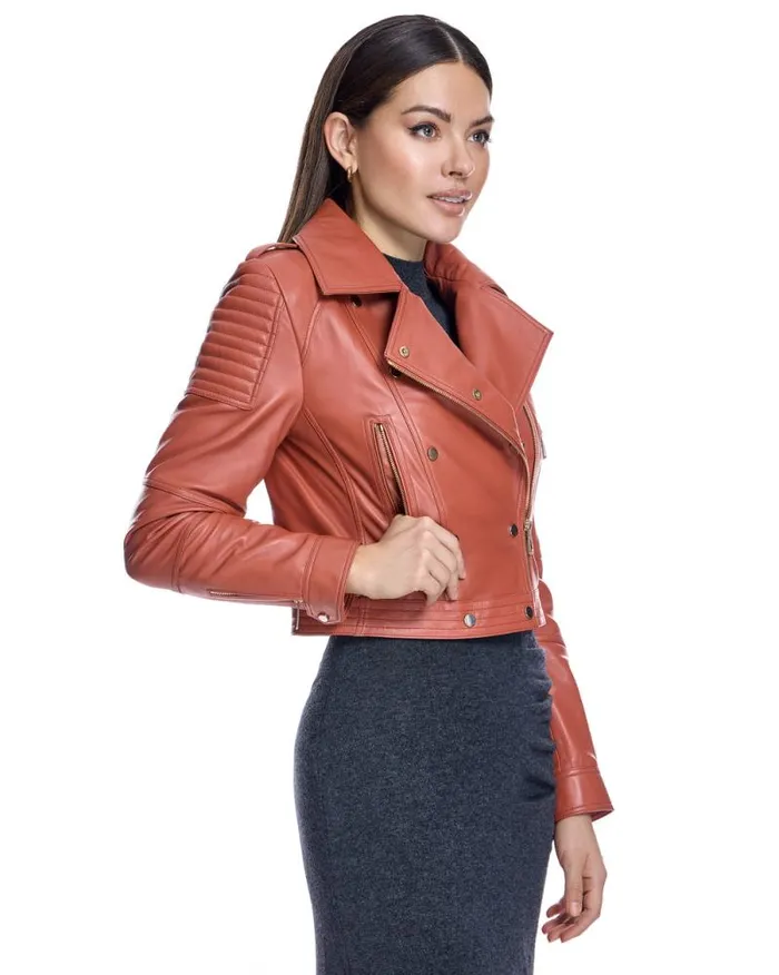 Jackets Women039s Maximilian Cropped Leather Biker Jacket