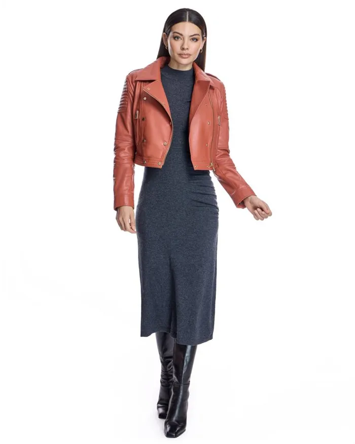 Jackets Women039s Maximilian Cropped Leather Biker Jacket