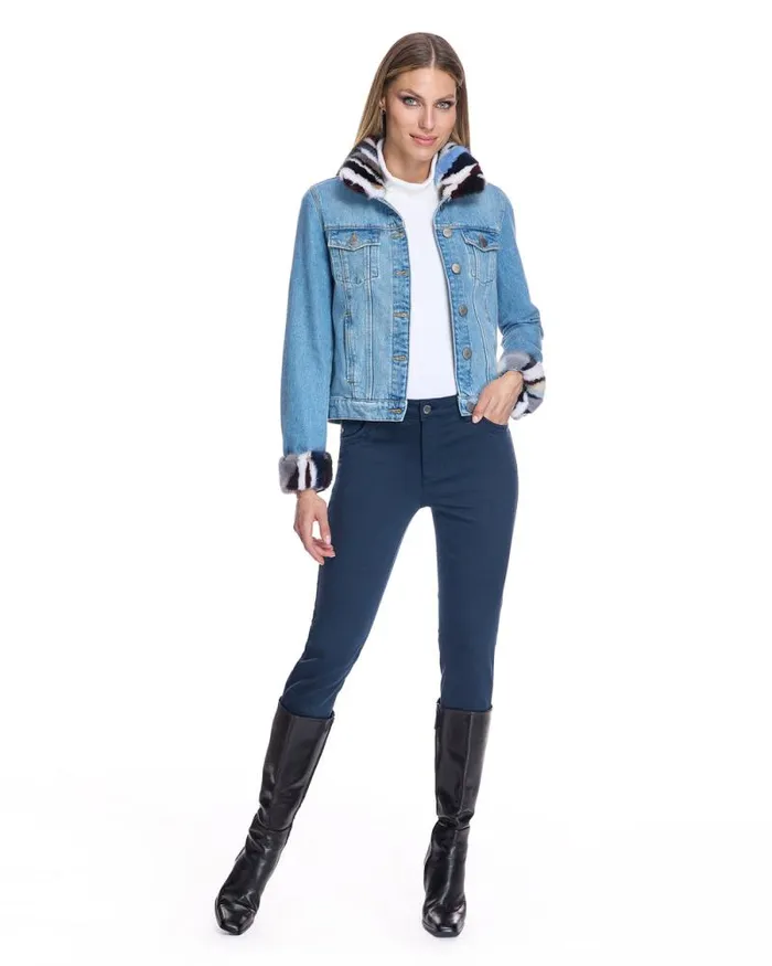 Jackets Women039s Maximilian Denim Jacket With Mink Collar And Cuff