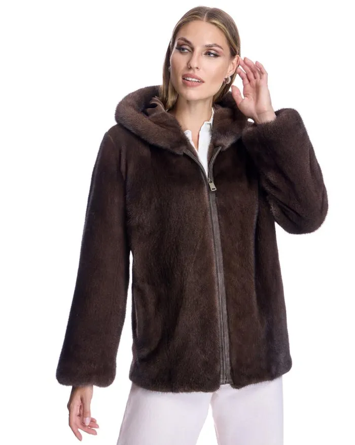 Jackets Women039s Maximilian Hooded Mink Jacket