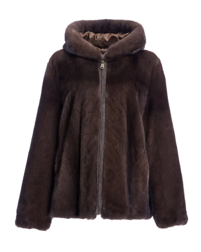 Jackets Women039s Maximilian Hooded Mink Jacket