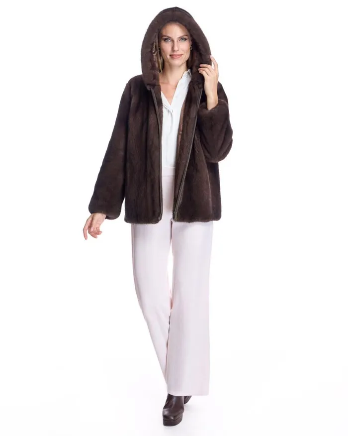 Jackets Women039s Maximilian Hooded Mink Jacket