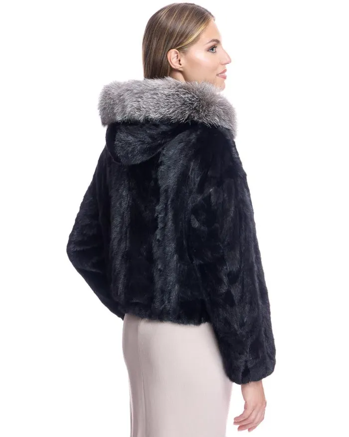 Jackets Women039s Maximilian Hooded Mink Sections Jacket