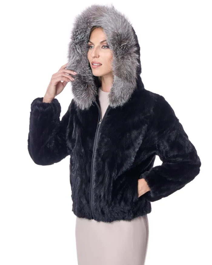 Jackets Women039s Maximilian Hooded Mink Sections Jacket