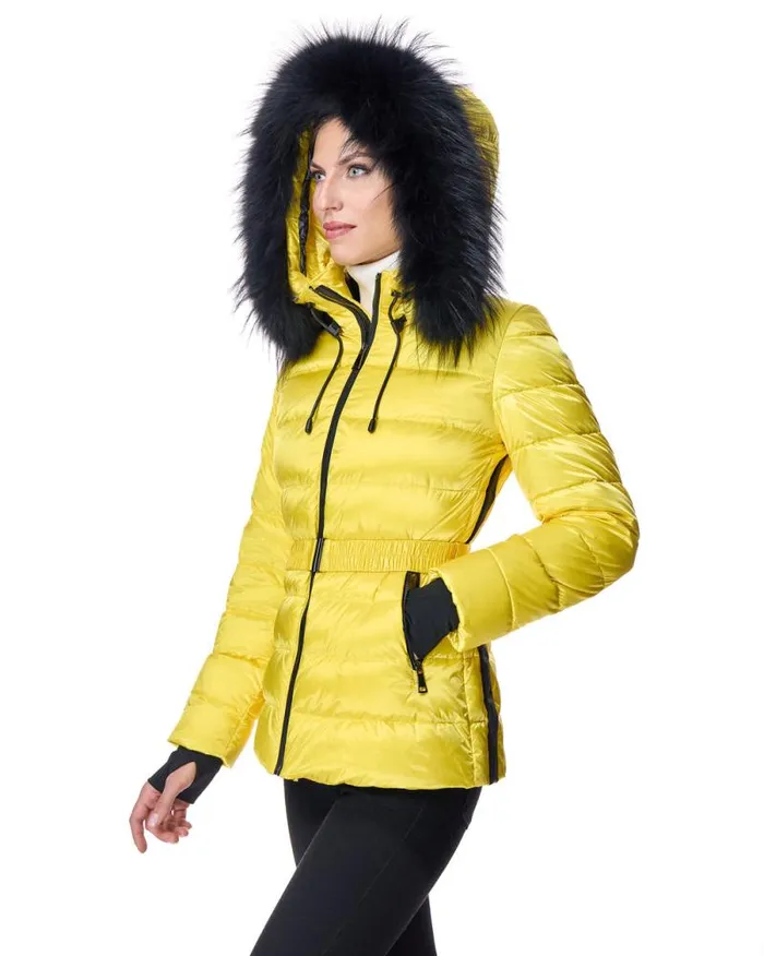 Jackets Women039s Maximilian Julia and Stella Nylon Puffer Jacket With Raccoon Trimmed Hood
