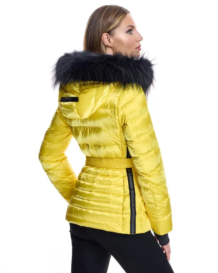 Jackets Women039s Maximilian Julia and Stella Nylon Puffer Jacket With Raccoon Trimmed Hood