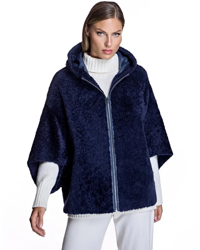 Jackets Women039s Maximilian Julia and Stella Reversible Hooded Shearling Cape