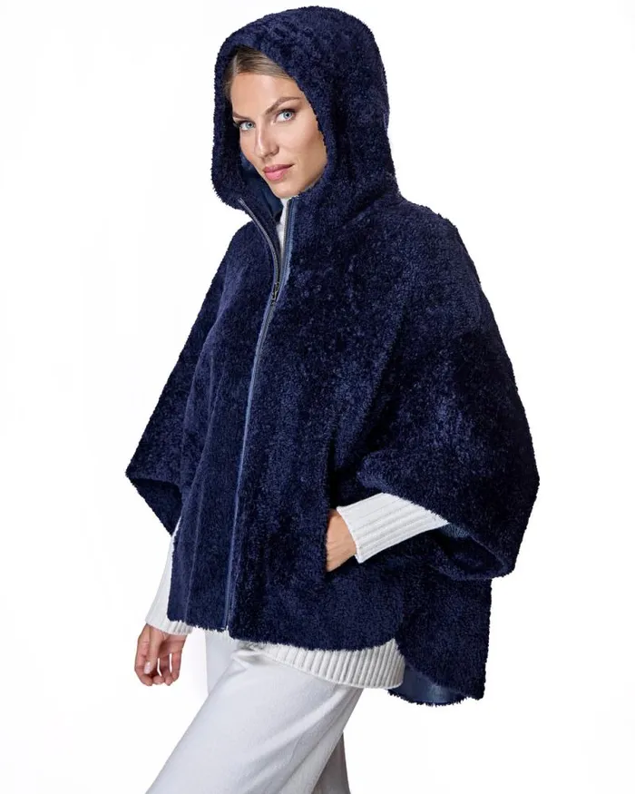Jackets Women039s Maximilian Julia and Stella Reversible Hooded Shearling Cape