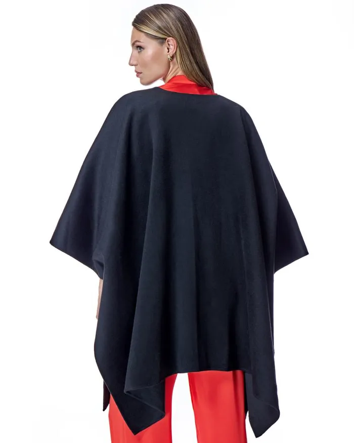 Jackets Women039s Maximilian Julia and Stella Wool Blend Ruana With Plush Cashmere Goat Trim
