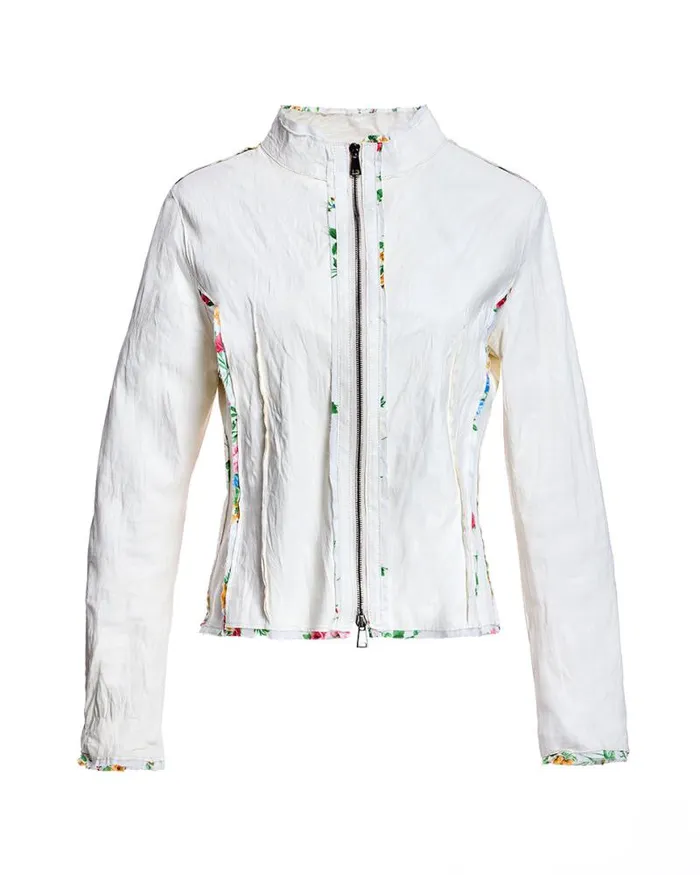 Jackets Women039s Maximilian Leather Jacket With Floral Detail
