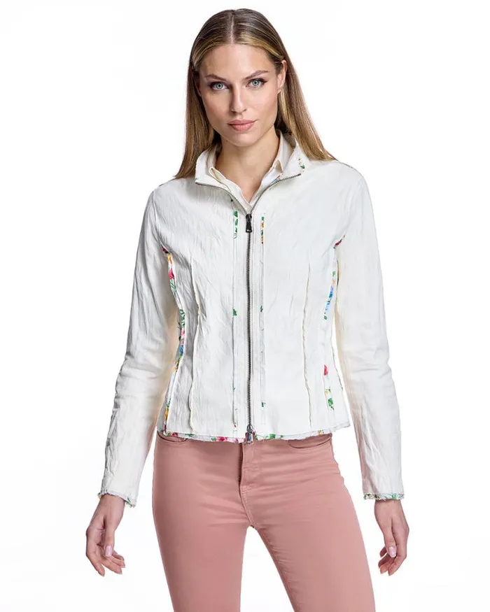 Jackets Women039s Maximilian Leather Jacket With Floral Detail