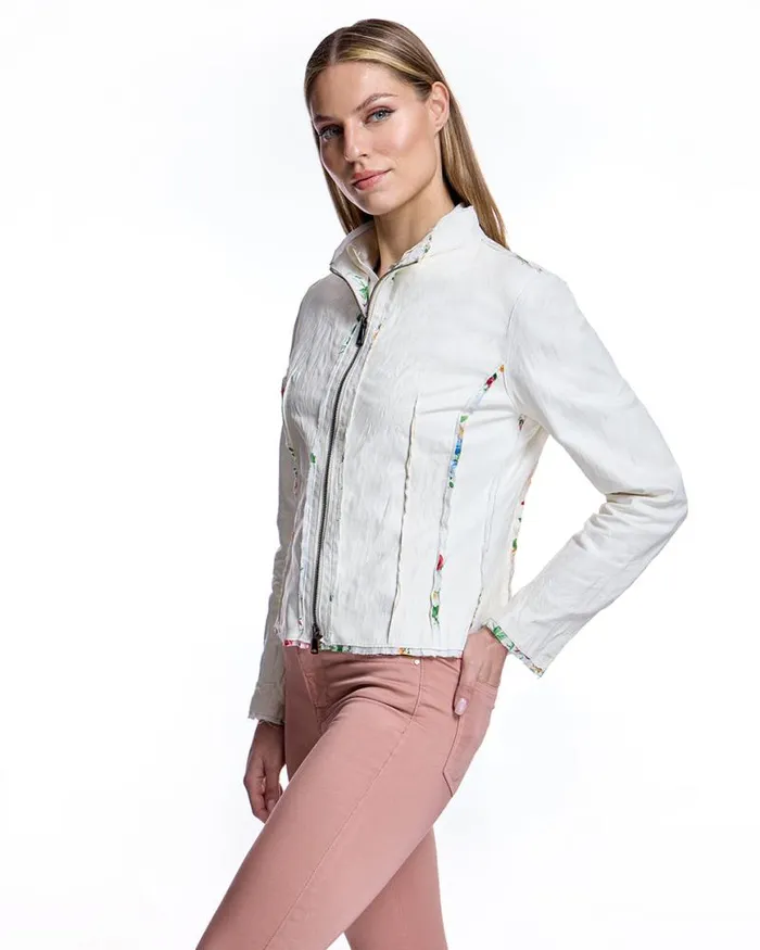 Jackets Women039s Maximilian Leather Jacket With Floral Detail