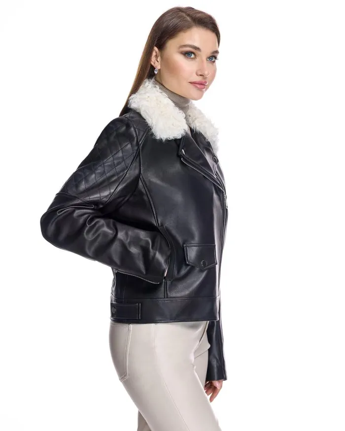 Jackets Women039s Maximilian Leather Jacket With Lamb Collar