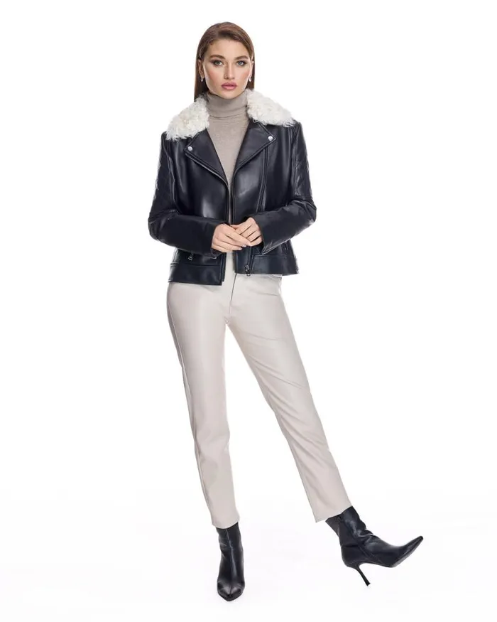 Jackets Women039s Maximilian Leather Jacket With Lamb Collar