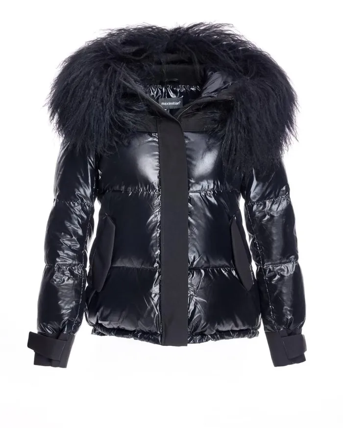 Jackets Women039s Maximilian Nylon Jacket With Tibetan Lamb Trimmed Hood